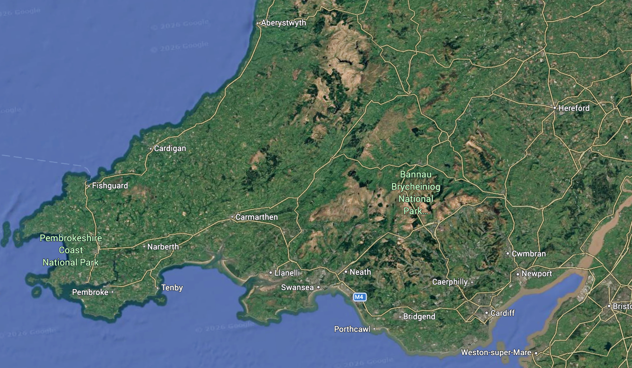 Coverage area map South and West Wales